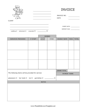 Event Bartender Invoice template