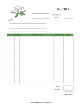 Online Therapy Invoice template