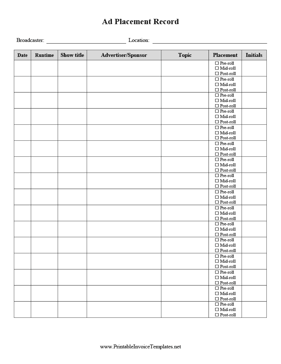 Video Or Audio Ad Placement Record template