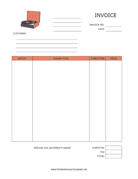 Vinyl Record Albums Invoice template